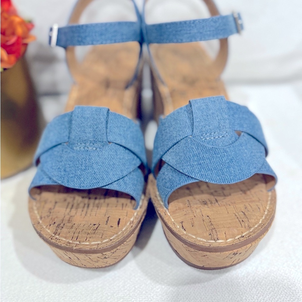White Mountain Blue Wedge Sandals 7.5 - Picture 4 of 7